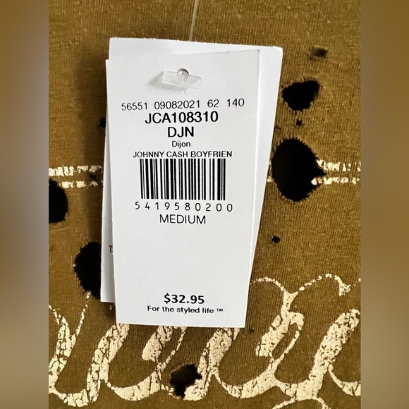 Johnny Cash I Walk The Line Graphic Brown T-Shirt- M - Picture 3 of 4